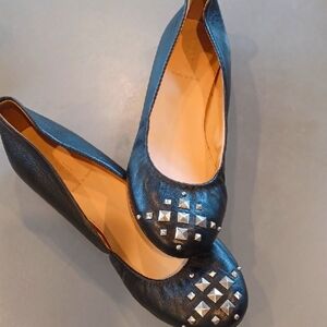J. Crew Black and Silver Studded Flats
